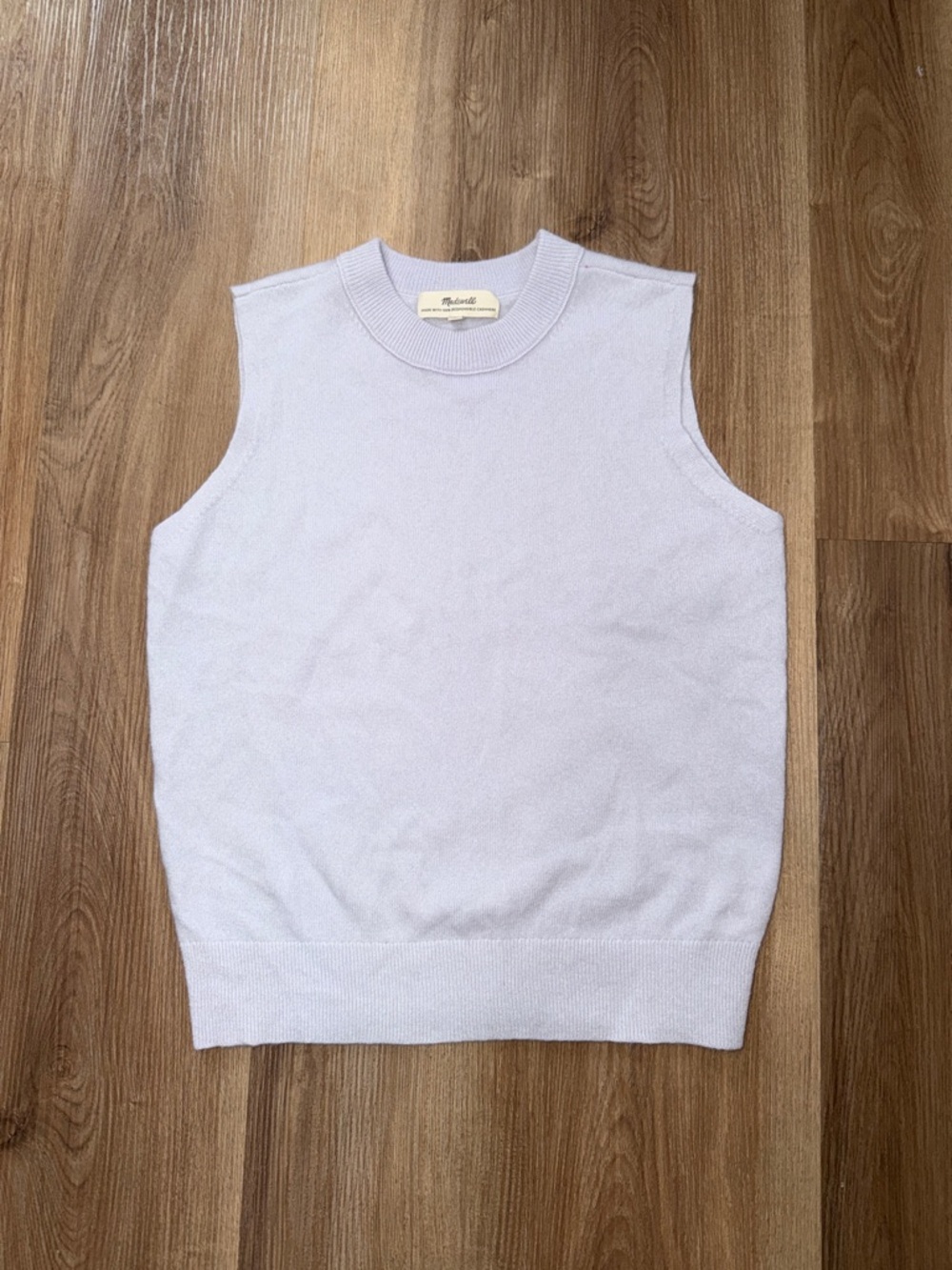 Madewell 100% Cashmere Crewneck Sweater Vest Heather Sky Gray Purple Size Small